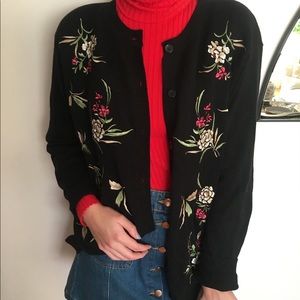 Vintage Embroidered Floral Sweater